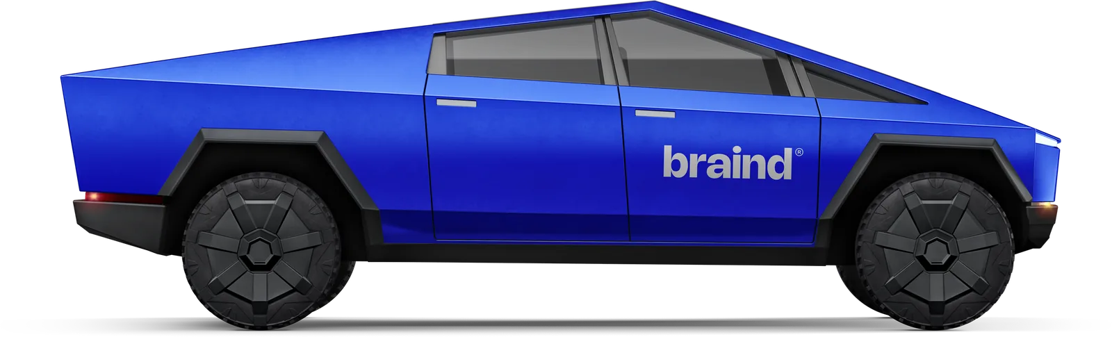 Braind Blue electric pickup with a white braind wordmark on the rear panel